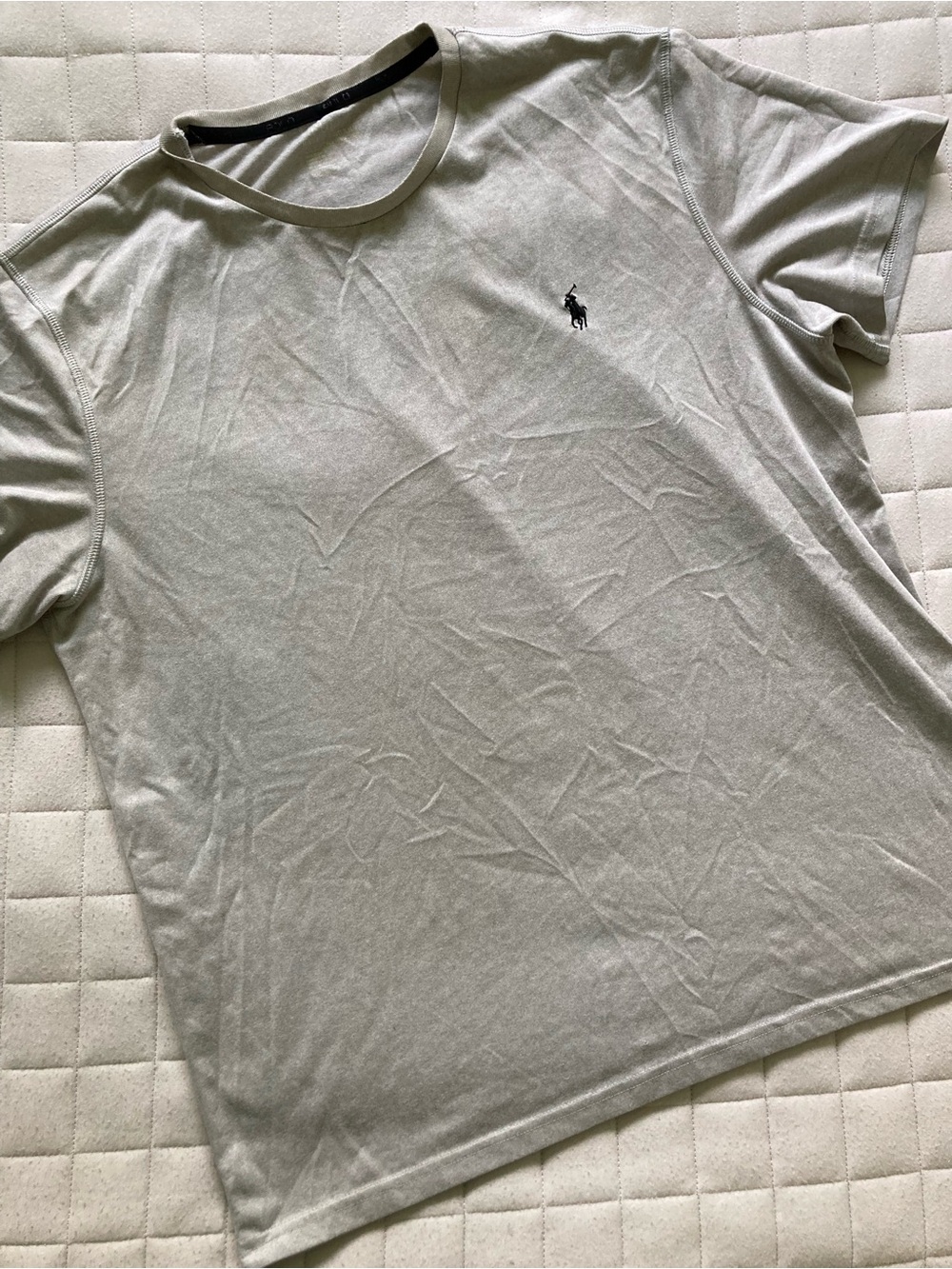 Polo by Ralph Lauren Men’s Light Gray Crewneck T-Shirt with Navy Logo